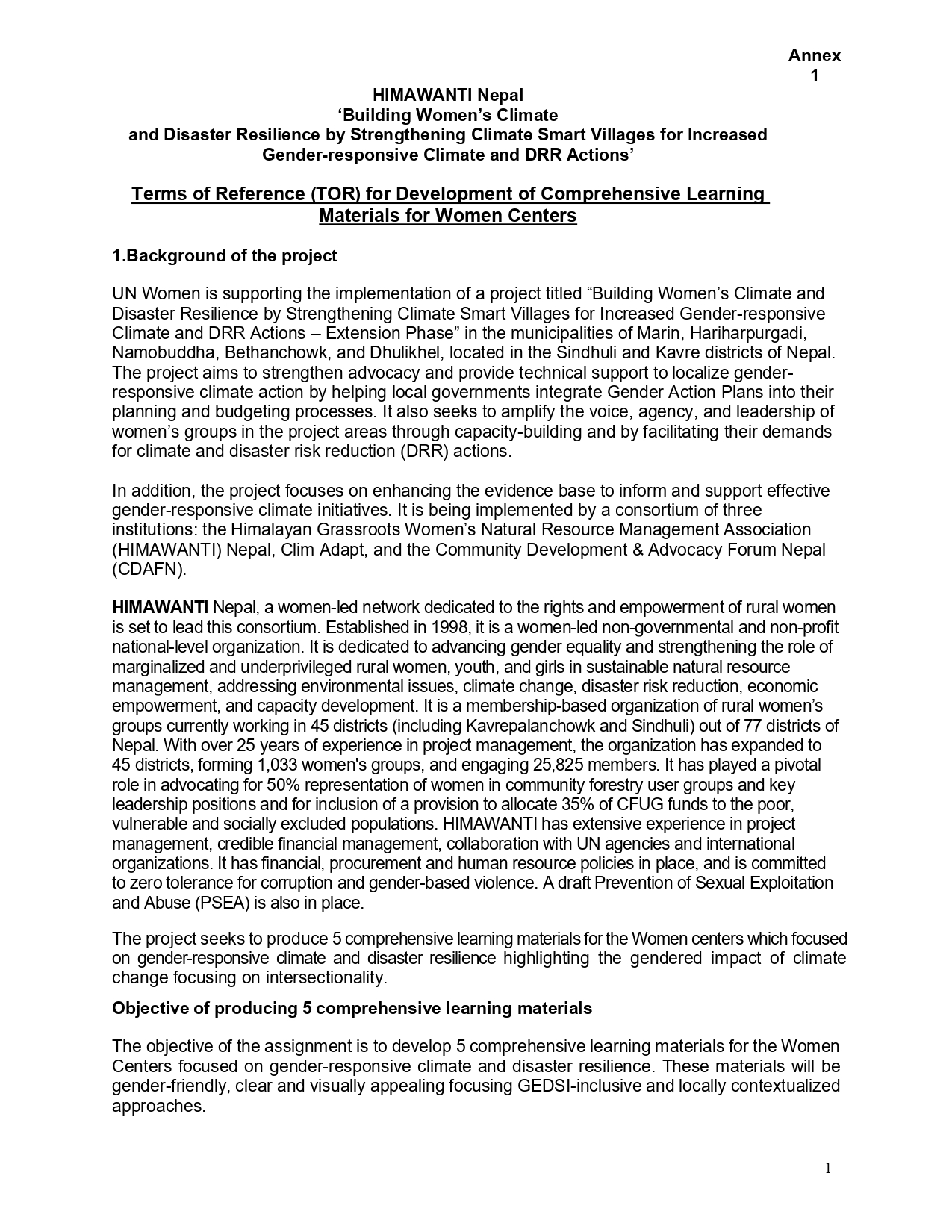 TOR for Comprehensive materials   HIMAWANTI Nepal   Final Version[1] page 0001